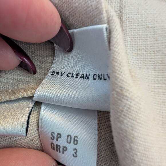 St John Collection Beige Linen Blend Pleated Skirt Silk Waistband Size 10 - Picture 10 of 10